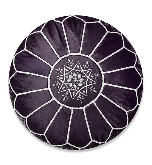 Purple Moon Moroccan leather Ottoman Pouffe