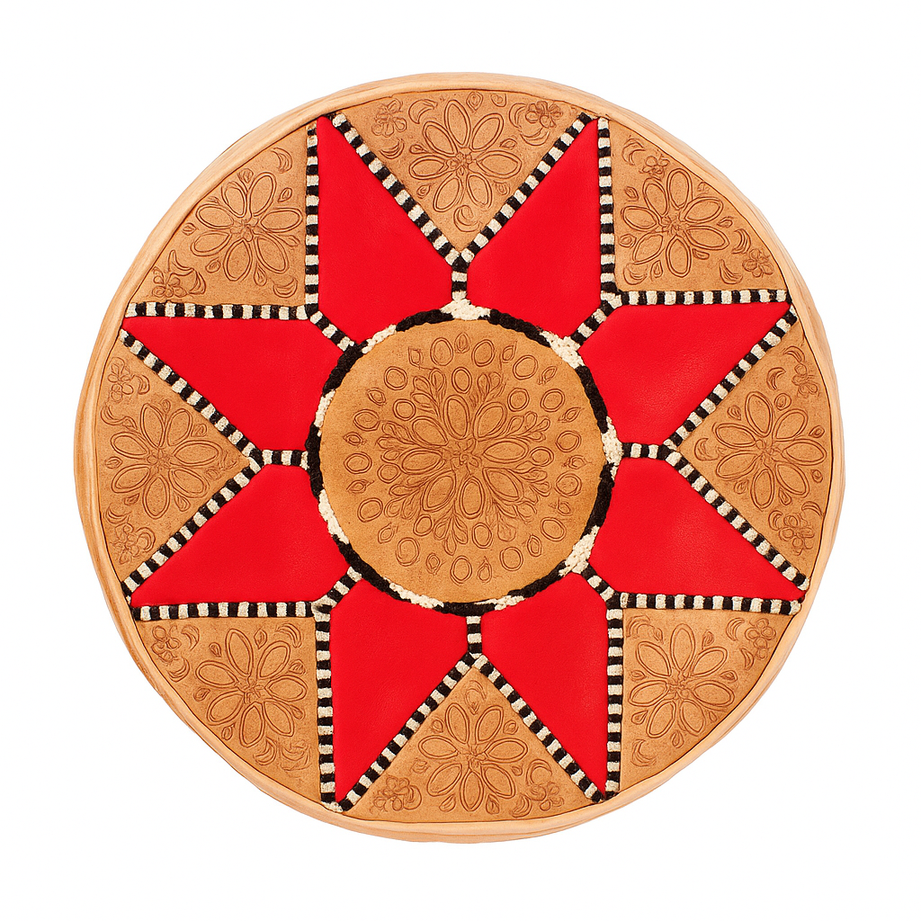 Rosette Sol  Moroccan leather Ottoman Pouffe