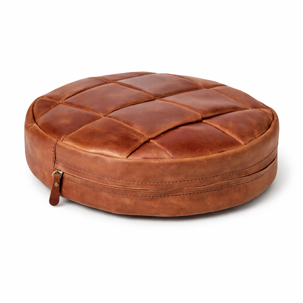 Agafay Souk Round Woven Leather Chair Pad