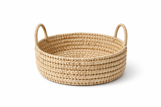 Agafay Souk Round Woven Palm Leaf Serving Tray