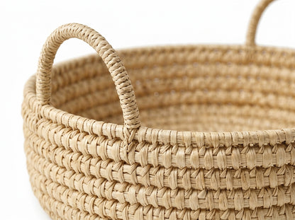 Agafay Souk Round Woven Palm Leaf Serving Tray