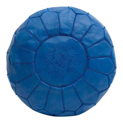 Royal Blue Moroccan Leather Ottoman Pouffe