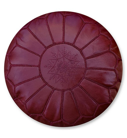 Royal Rouge Moroccan leather Ottoman Pouffe