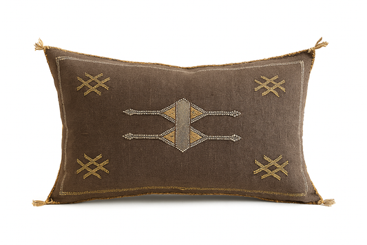 Agafay Souk Sahara Bronze Cactus Silk Pillow