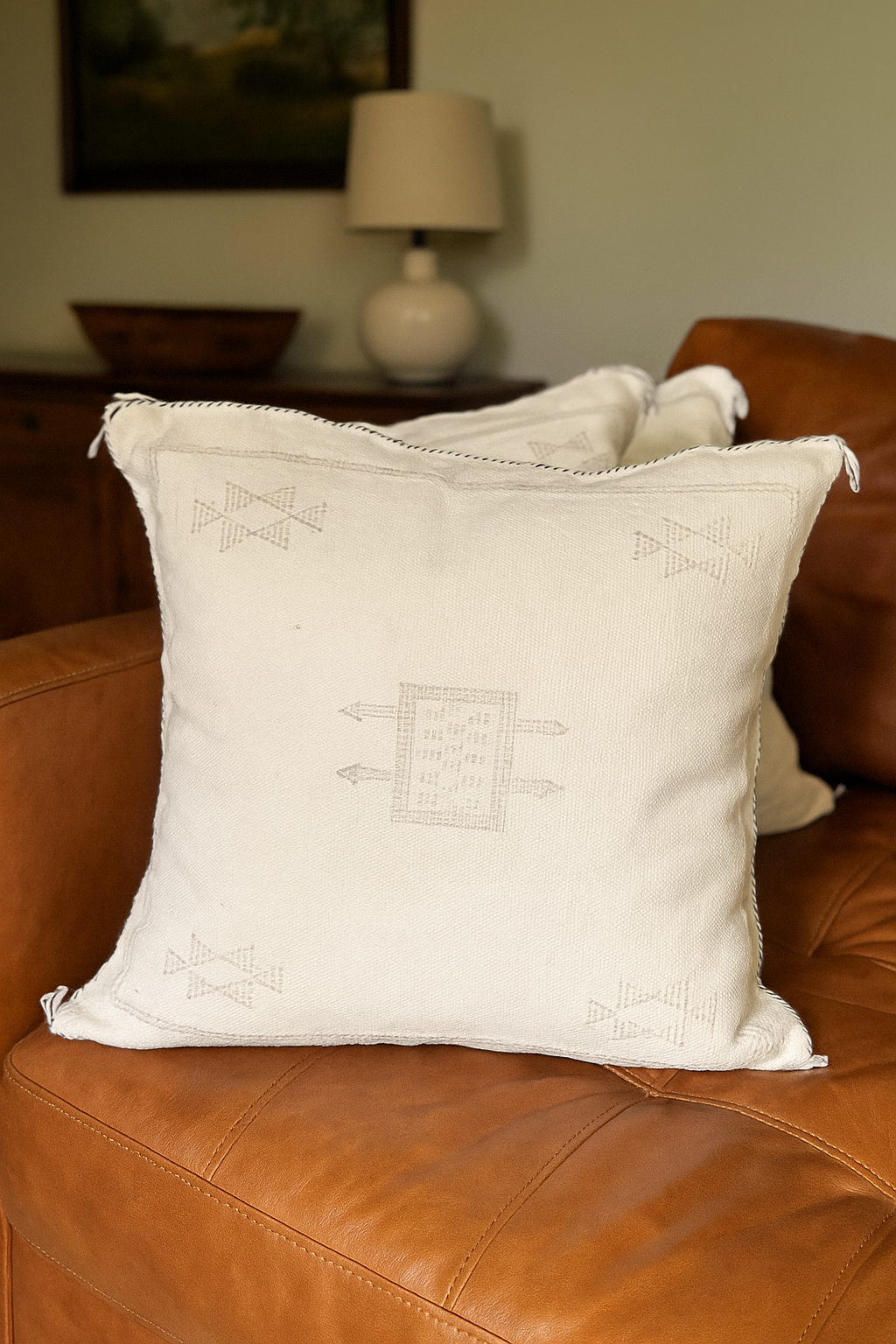 Agafay Souk Sahara Ivory Cactus Silk Pillow