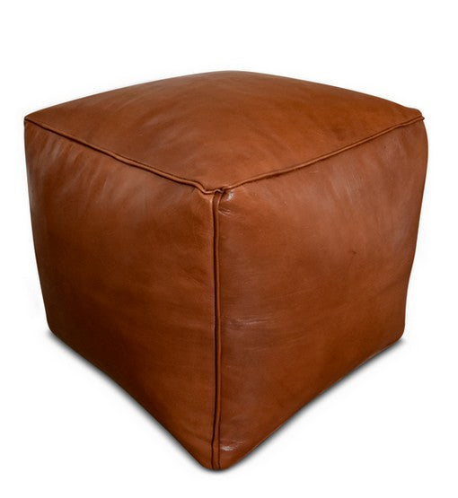 Atlas Square Moroccan Leather Ottoman