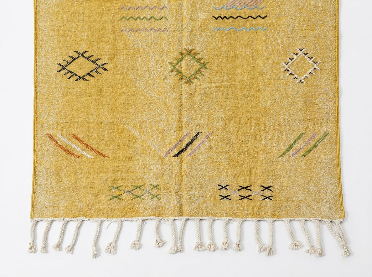 Agafay Souk Sunlit Yellow Desert Boho Cactus Rug