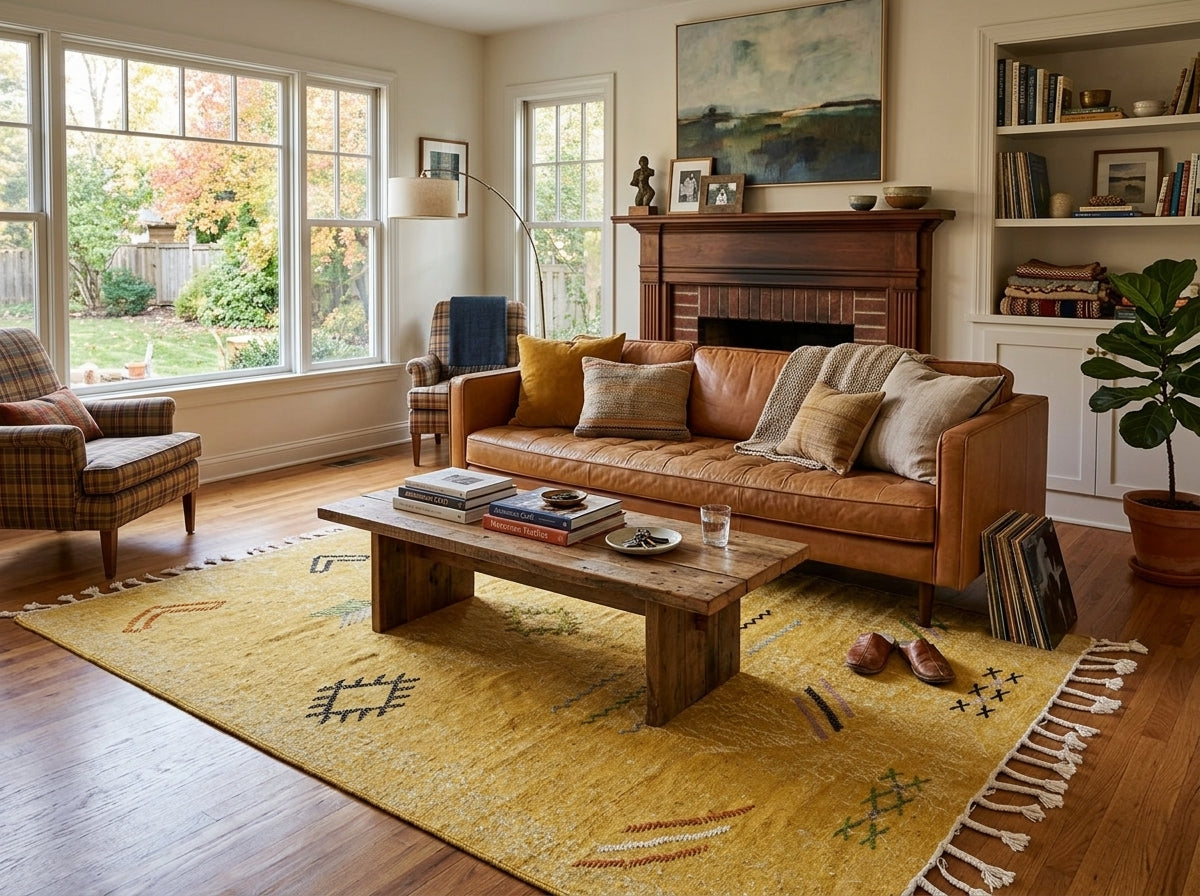 Agafay Souk Sunlit Yellow Desert Boho Cactus Rug