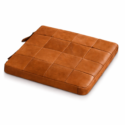 Agafay Souk Tan Square Woven Leather Chair Pad