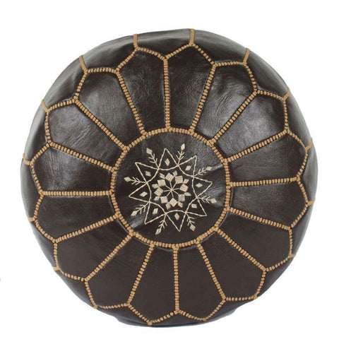 Tannery Bronze Moroccan leather Ottoman Pouffe