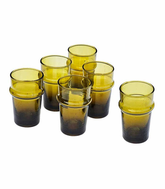 Agafay Souk Tea Glass Set – Moroccan Amber (6 Pieces)