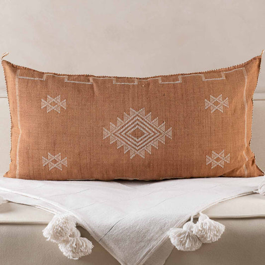 Agafay Souk Terracotta Cactus Silk Pillow