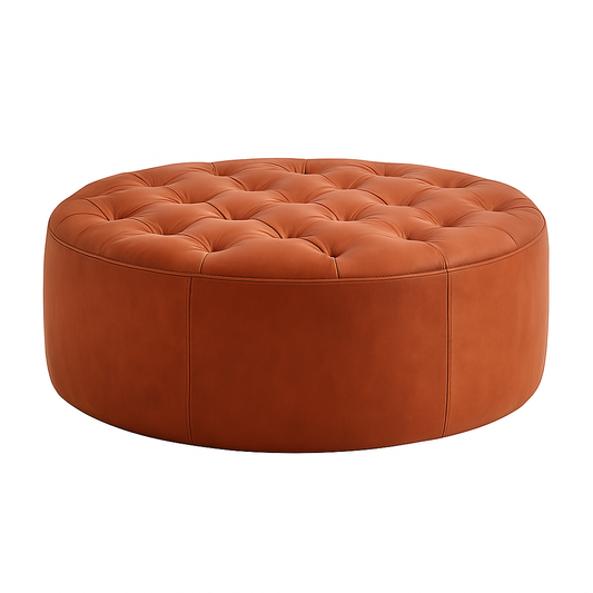 Terracotta Kasbah Round Moroccan Leather Ottoman