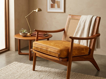 Agafay Souk Vintage Tan Square Leather Chair Pad