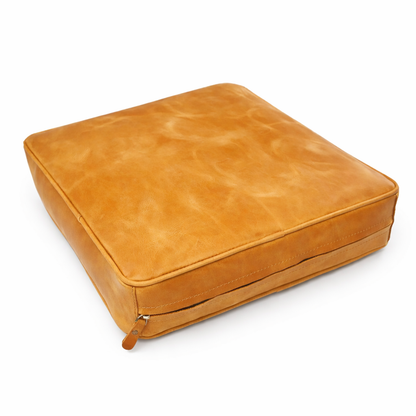 Agafay Souk Vintage Tan Square Leather Chair Pad