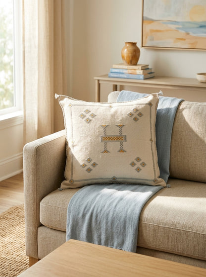 Agafay Souk White Cactus Silk Pillow