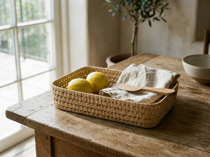 Agafay Souk Woven Palm Leaf Vanity Tray