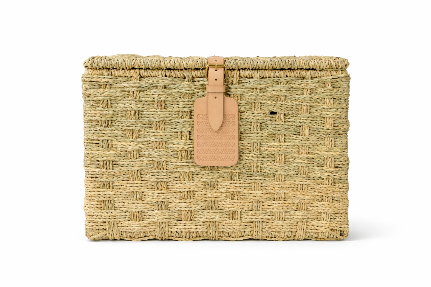 Agafay Souk Woven Storage Basket with Leather Buckle