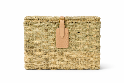 Agafay Souk Woven Storage Basket with Leather Buckle