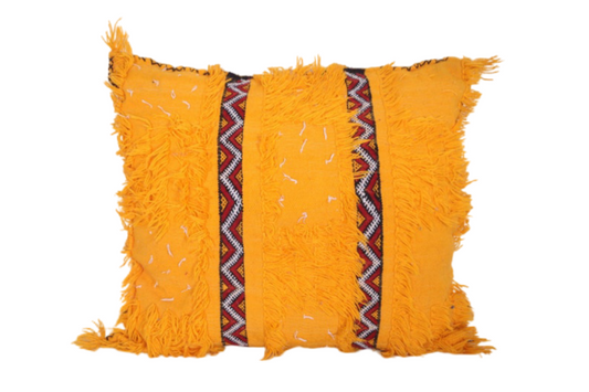 Yellow Moroccan Handira Pillow