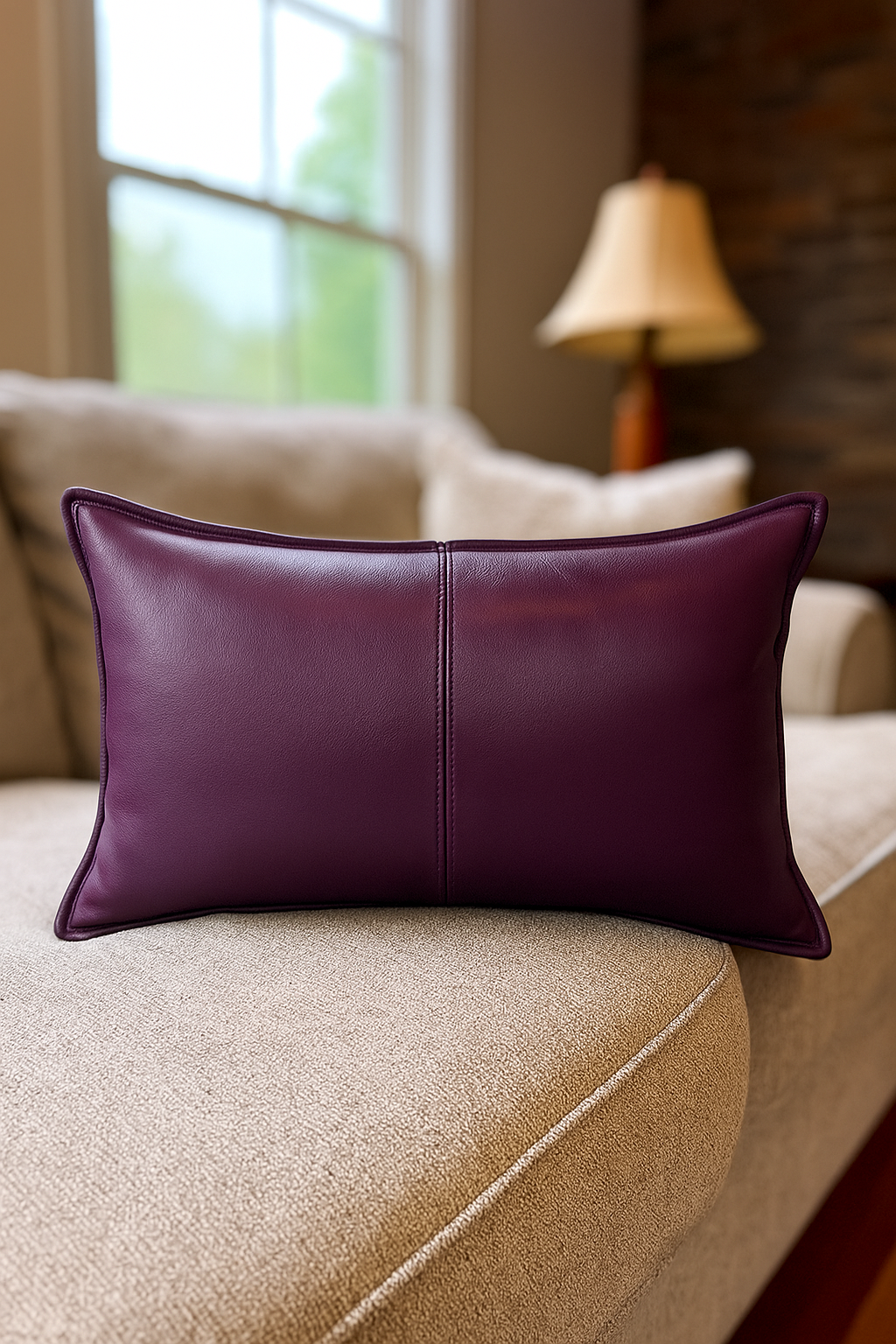Agafay Souk Amethyst Leather Pillow