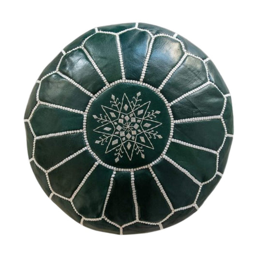 Atlas Evergreen Moroccan leather Ottoman Pouffe