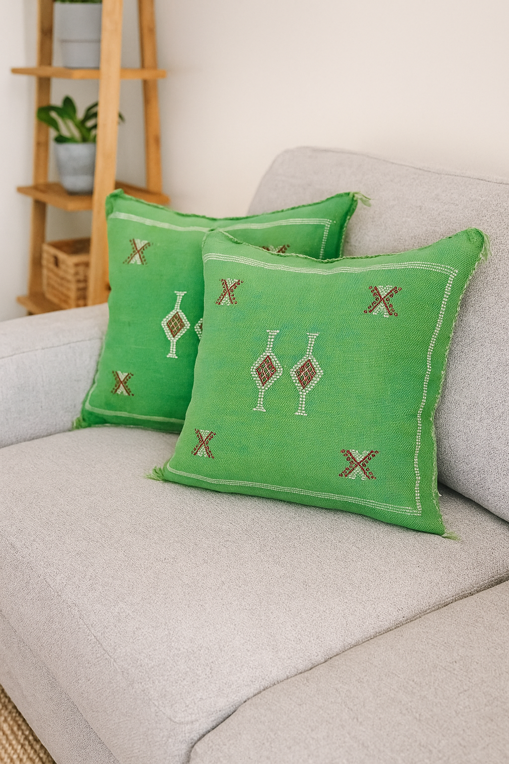 Agafay Souk Atlas Olive Cactus Silk Pillow