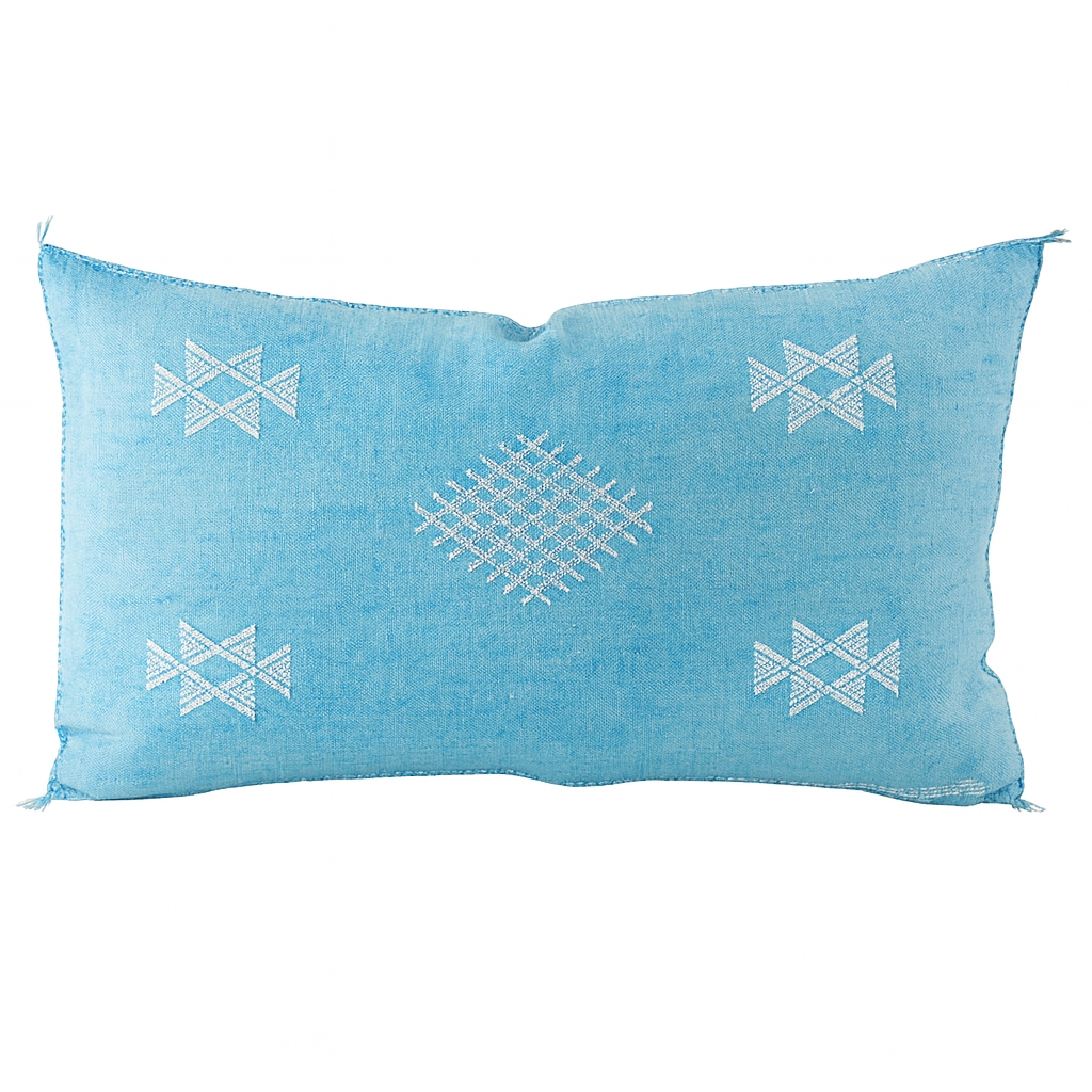 Agafay Souk Azure Cactus Silk Pillow