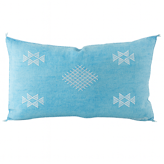 Agafay Souk Azure Cactus Silk Pillow