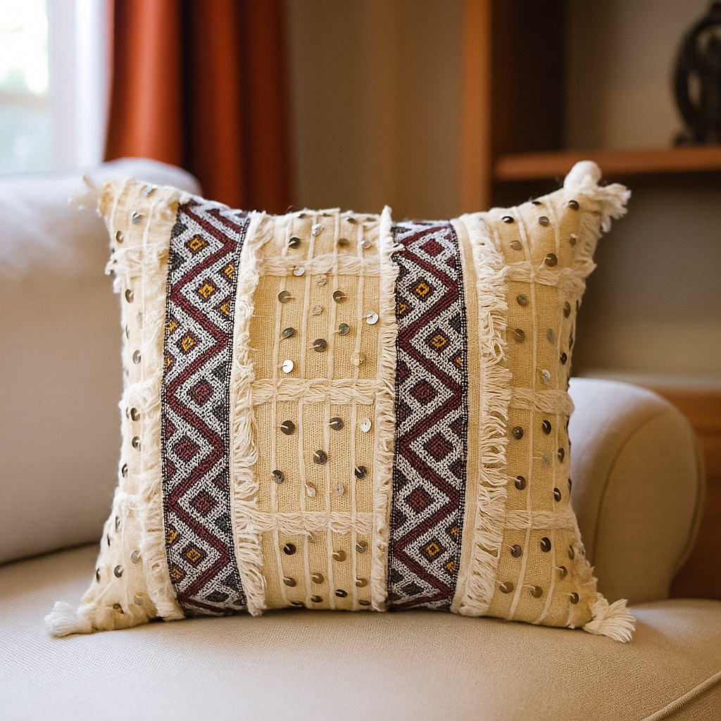 Beige Handira Pillow Cover