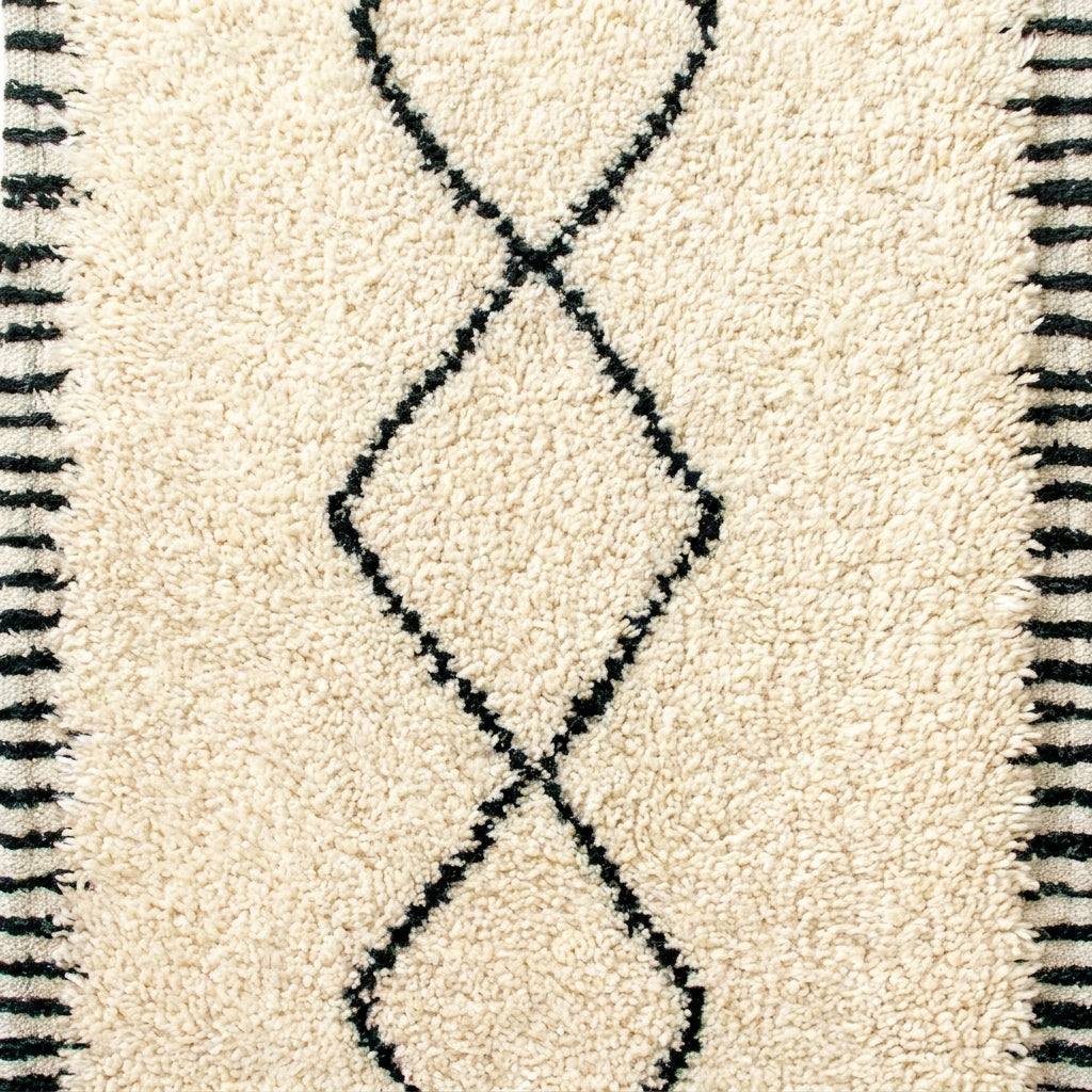 Agafay Souk Beni Ourain Noir Path Mini Rug