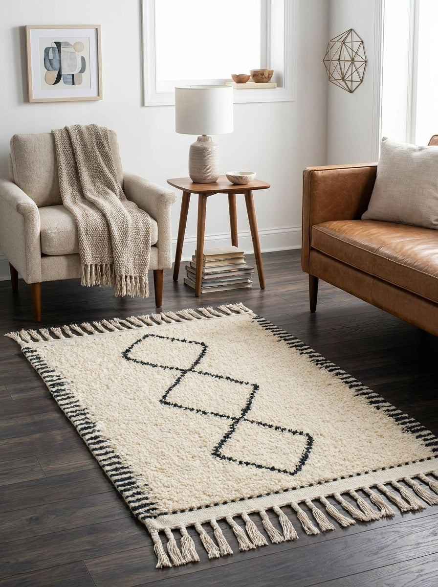 Agafay Souk Beni Ourain Noir Path Mini Rug