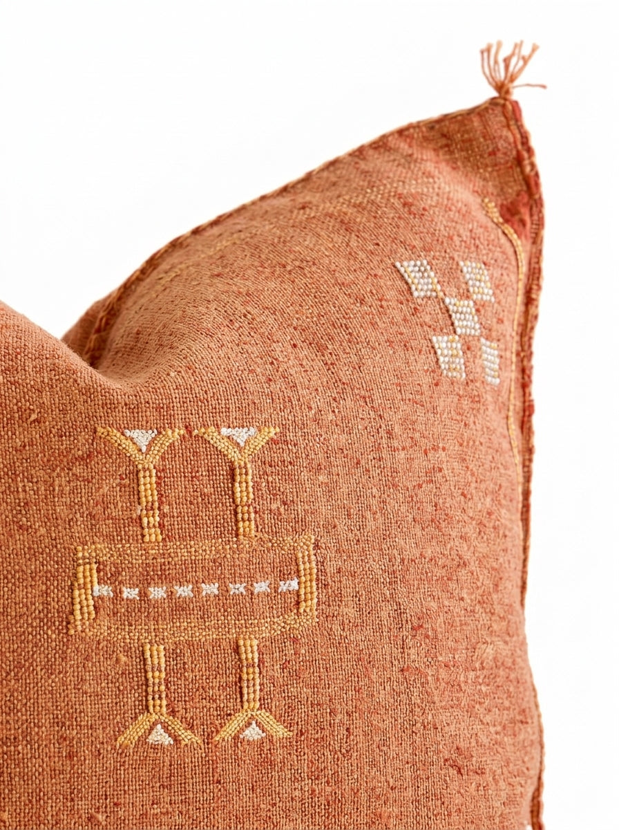 Agafay Souk Burnt Orange Cactus Silk Pillow