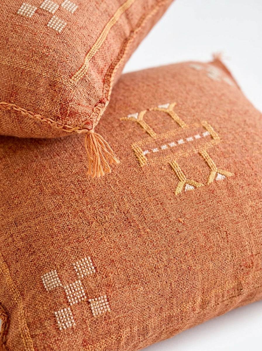 Agafay Souk Burnt Orange Cactus Silk Pillow