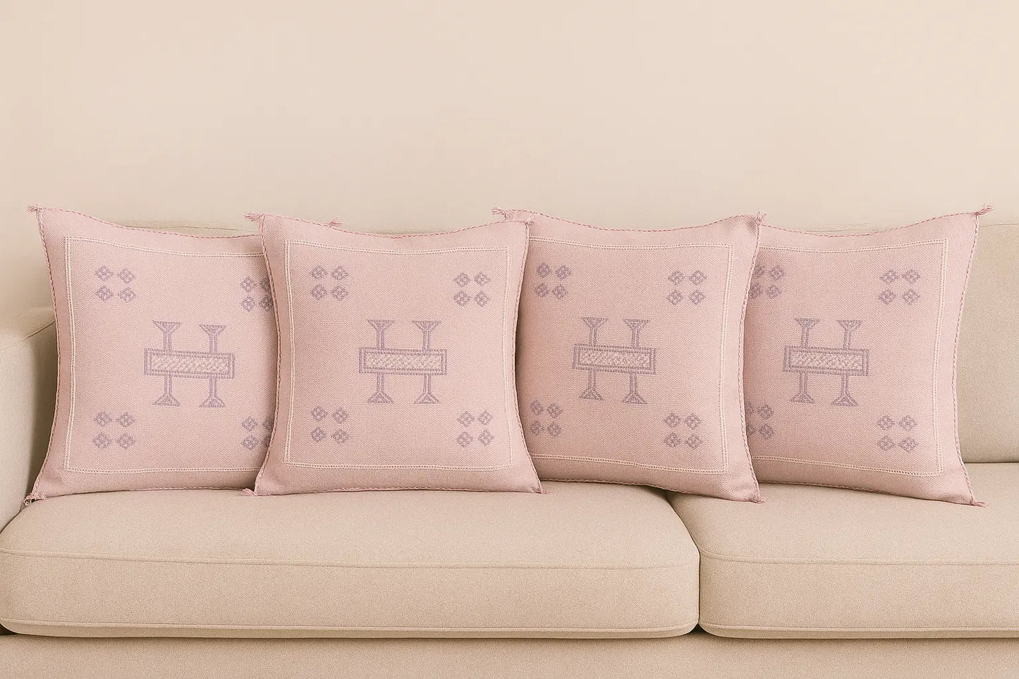 Agafay Souk Cactus Silk Pillow – Desert Rose