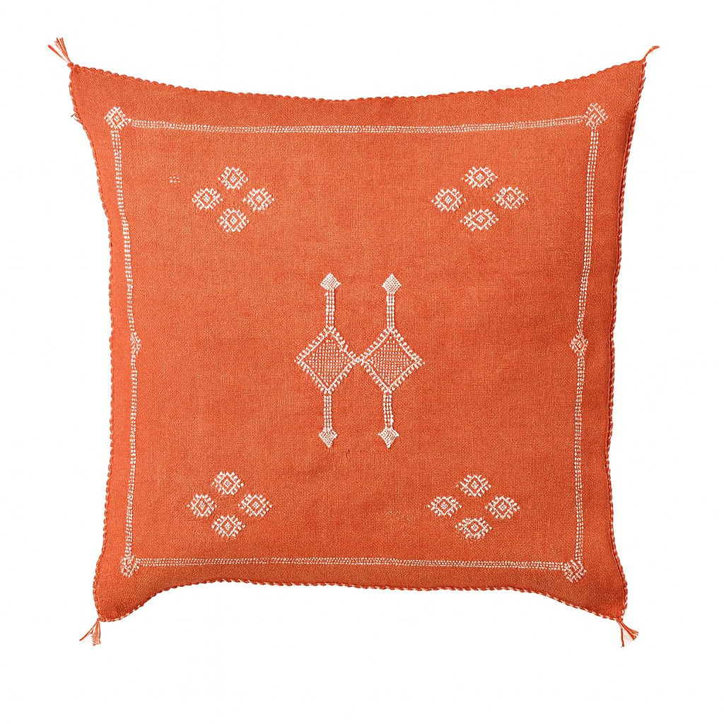 Agafay Souk Cactus Silk Pillow – Sunset Ochre