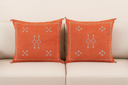 Agafay Souk Cactus Silk Pillow – Sunset Ochre