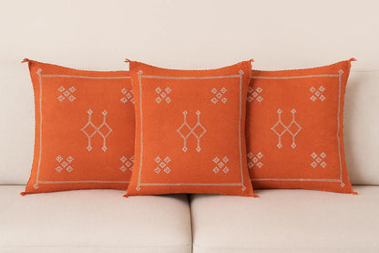 Agafay Souk Cactus Silk Pillow – Sunset Ochre