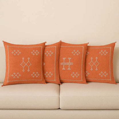 Agafay Souk Cactus Silk Pillow – Sunset Ochre