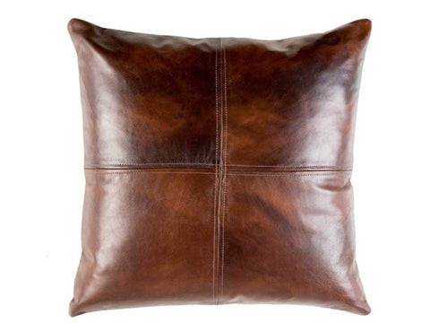 Agafay Souk Caramel Grid Leather Pillow