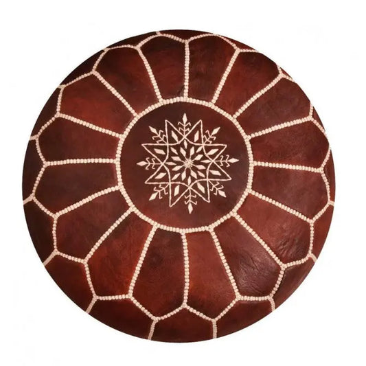 Chocolate Moroccan leather Ottoman Pouffe