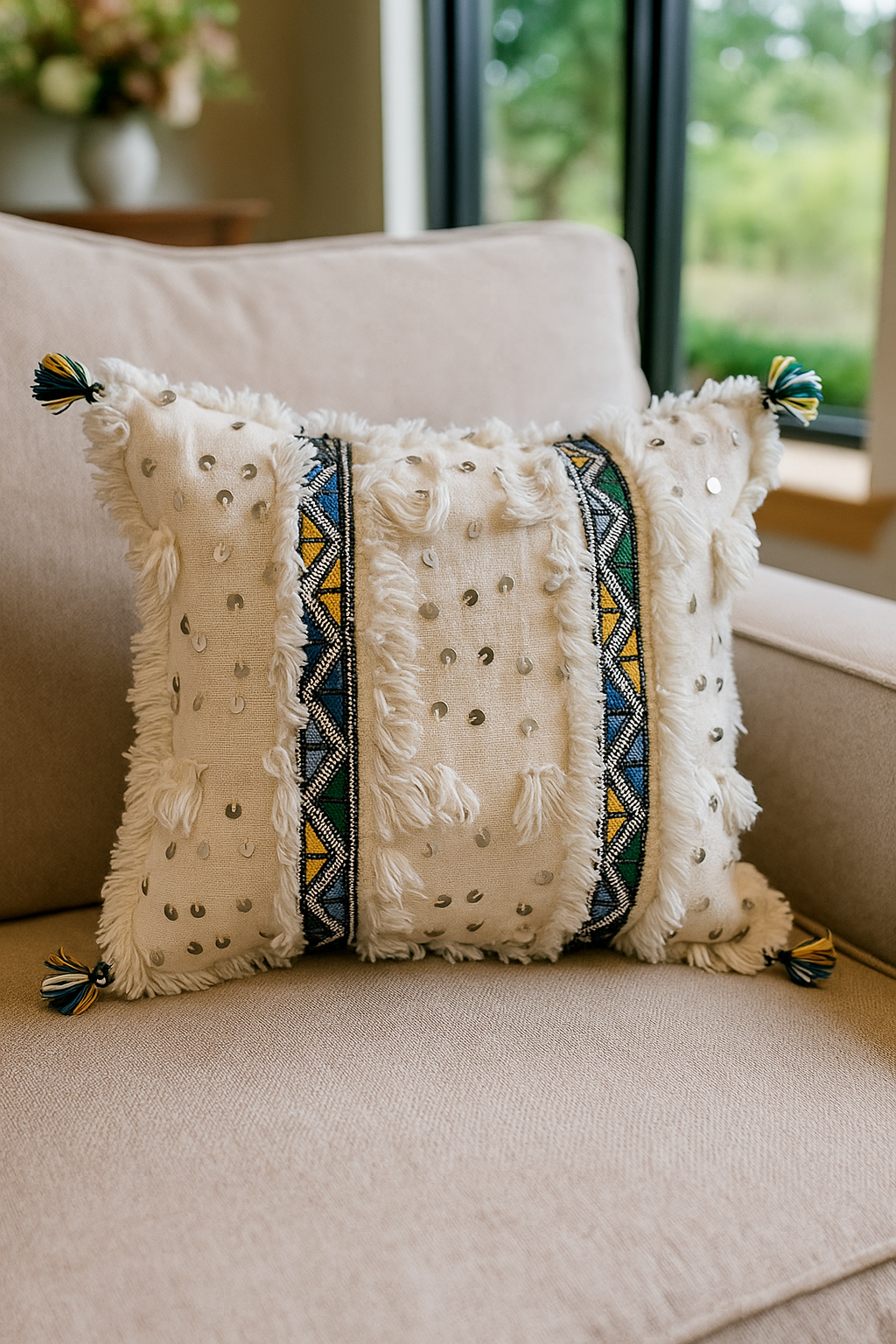 Cream Handira Pillow Cover