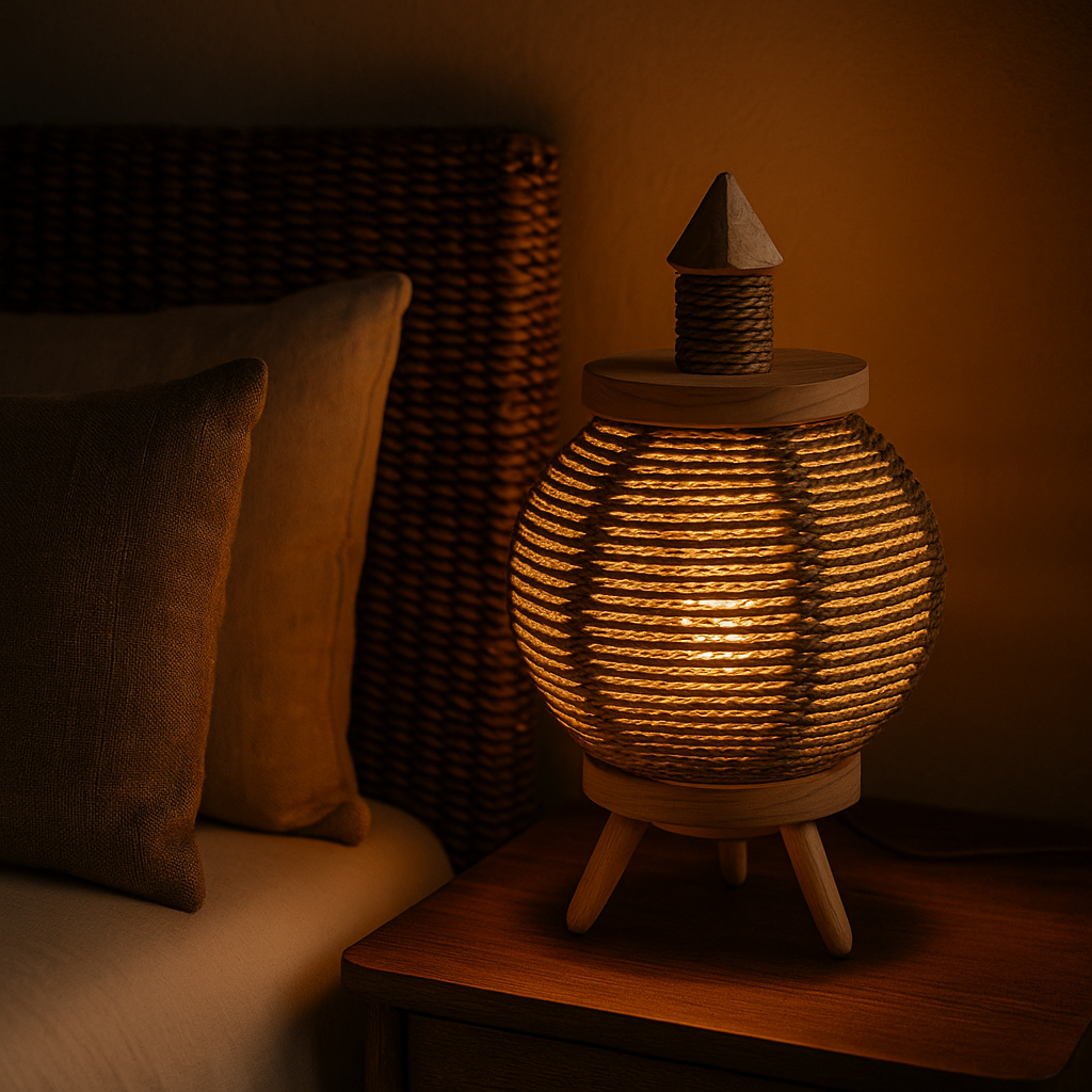 Agafay Souk Handmade Straw Table Lamp