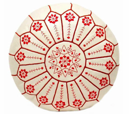 Ivory Kasbah Moroccan leather Ottoman Pouffe