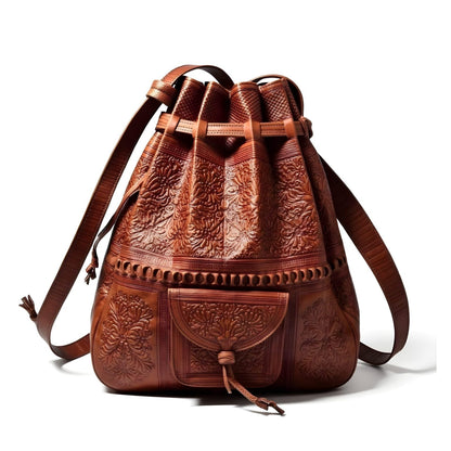Agafay Souk Ornate Berber Leather Convertible Backpack