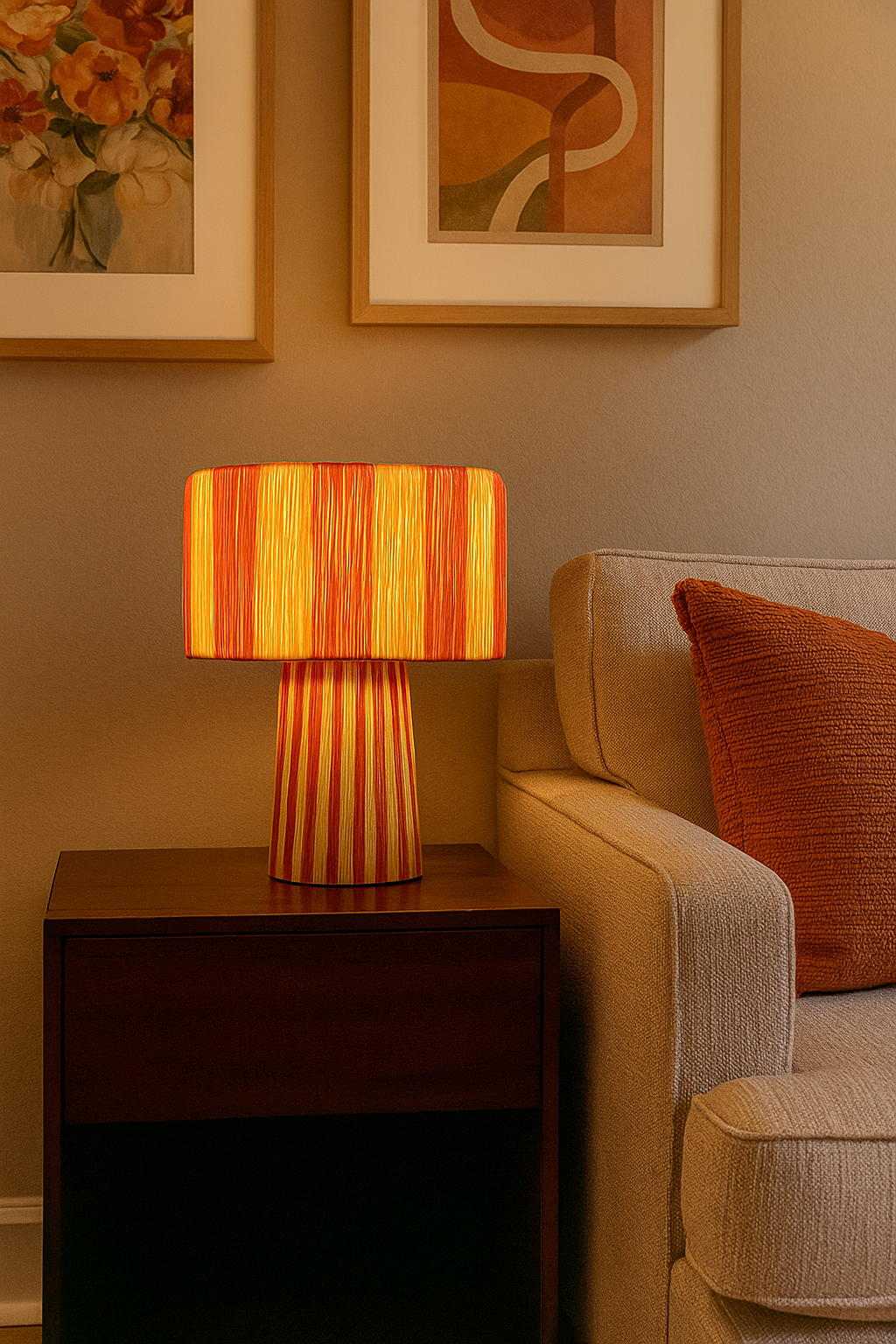Agafay Souk Orange Raffia Lamp