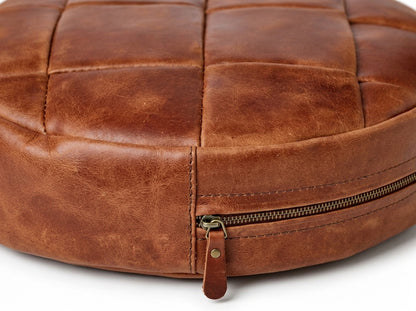 Agafay Souk Round Woven Leather Chair Pad