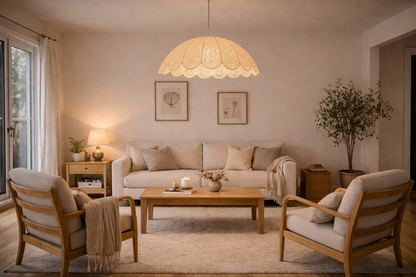 Agafay Souk Seashell Bloom Raffia Pendant Lamp