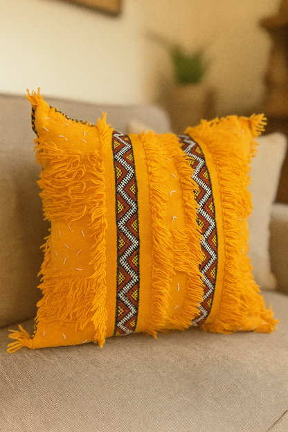 Yellow Moroccan Handira Pillow
