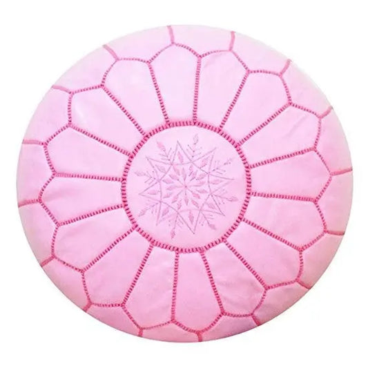 Pink Moroccan leather Ottoman Pouffe
